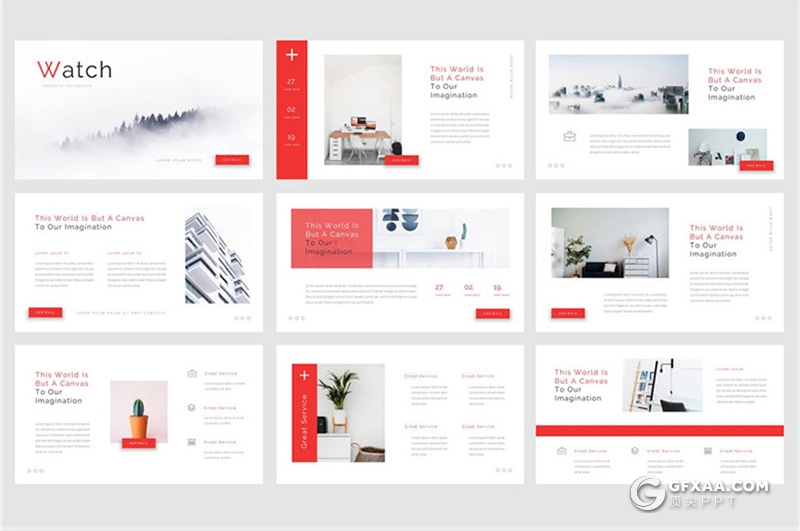 30页红色简约商务风格ppt模板 - 顶尖PPT