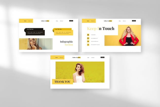 黄色时尚摄影美图展示PPT模板 - 顶尖PPT