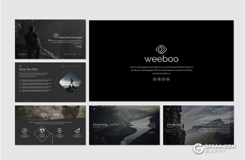 30页5种配色户外旅行景点介绍ppt模板 - 顶尖PPT