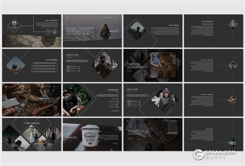 30页5种配色户外旅行景点介绍ppt模板 - 顶尖PPT