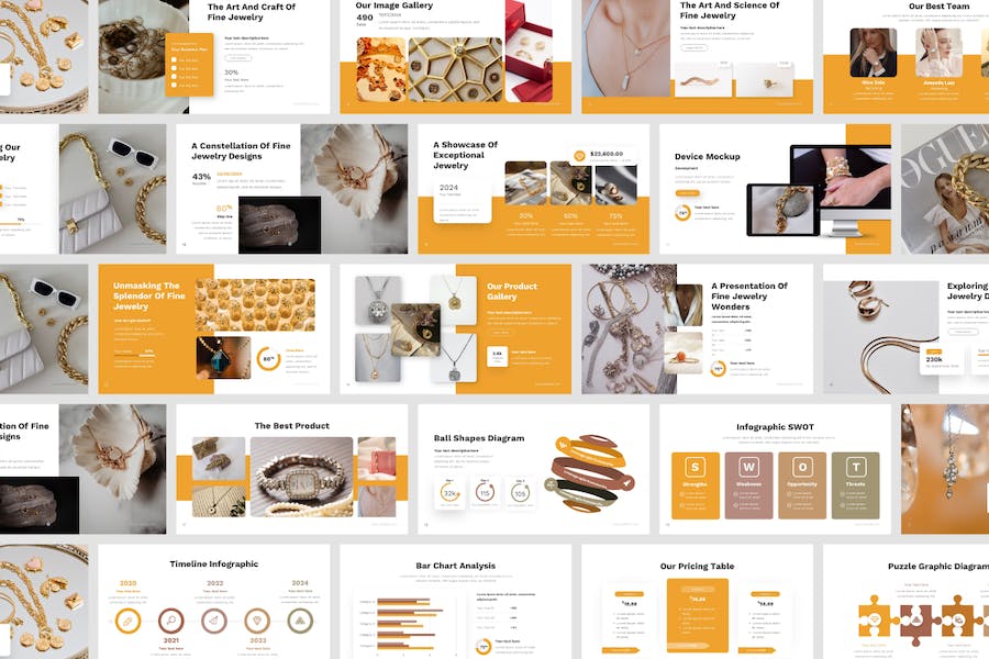 黄金首饰奢饰品展示介绍PPT模板 - 顶尖PPT