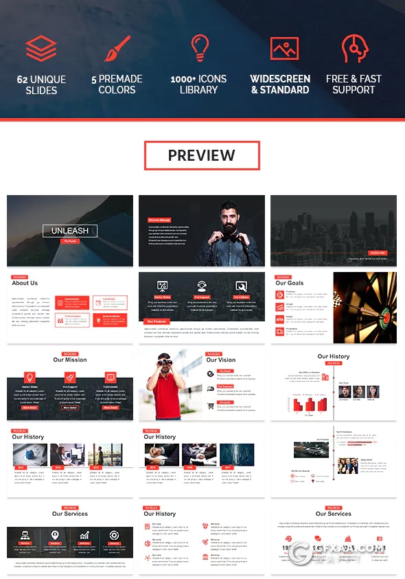 62页欧美商务风格ppt模板 5种主题配色 - 顶尖PPT