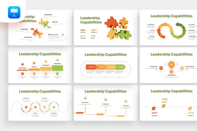 彩色领导能力概念信息图形keynote模板 - 顶尖PPT