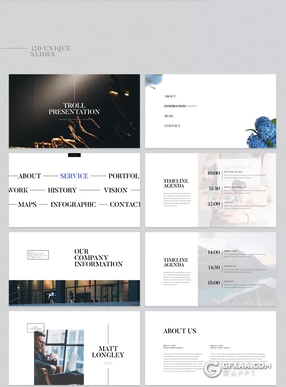 118页简约时尚风格ppt模板 - 顶尖PPT