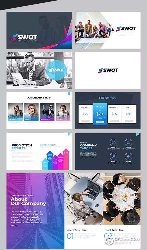 111页欧美SWOT高端商务通用PPT模板 3种尺寸比例 - 顶尖PPT