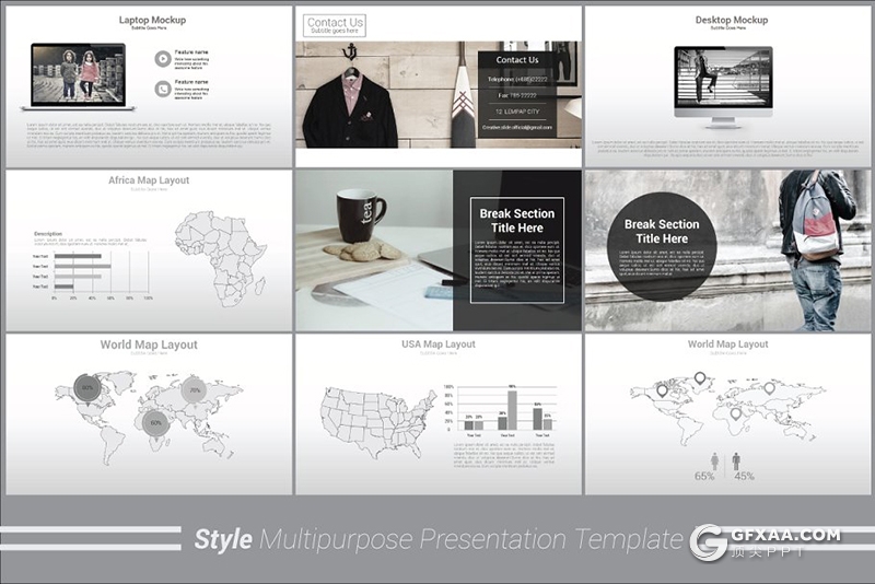 100多页黑白男人服装展示keynote模板 - 顶尖PPT