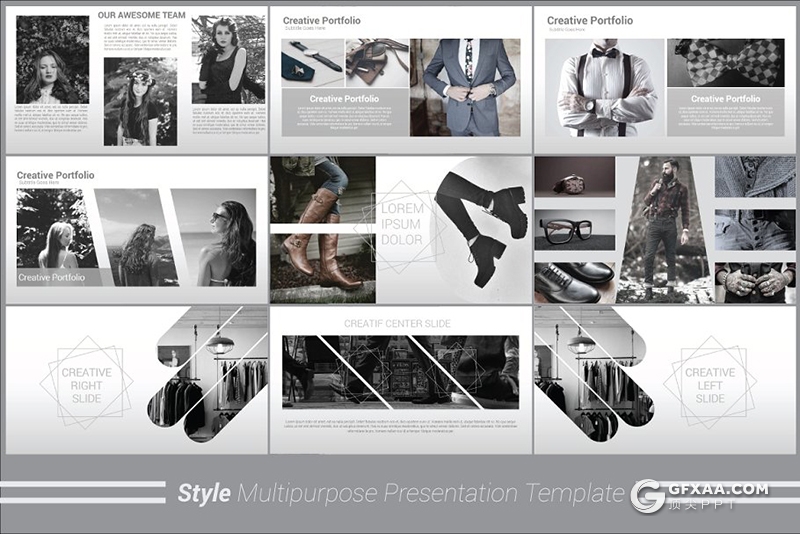 100多页黑白男人服装展示keynote模板 - 顶尖PPT