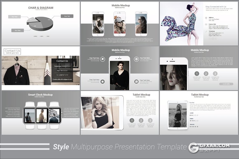 100多页黑白男人服装展示keynote模板 - 顶尖PPT