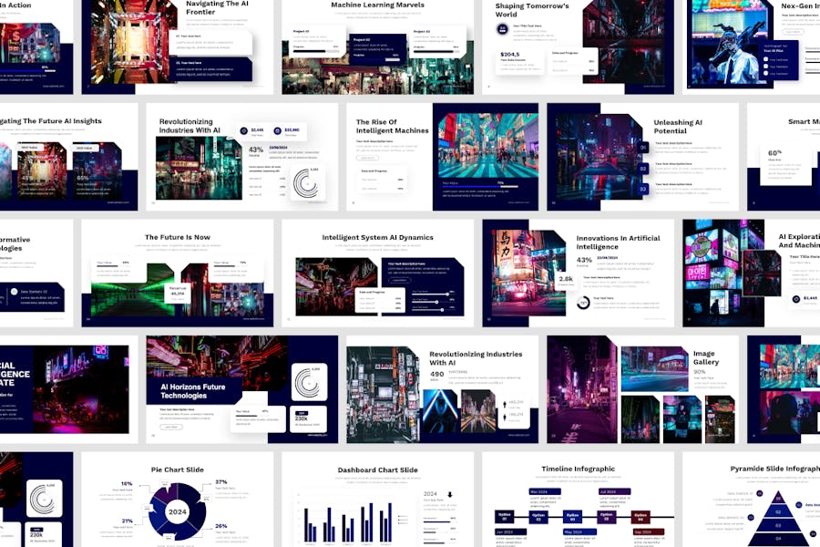 AI人工智能图像生成keynote模板 - 顶尖PPT