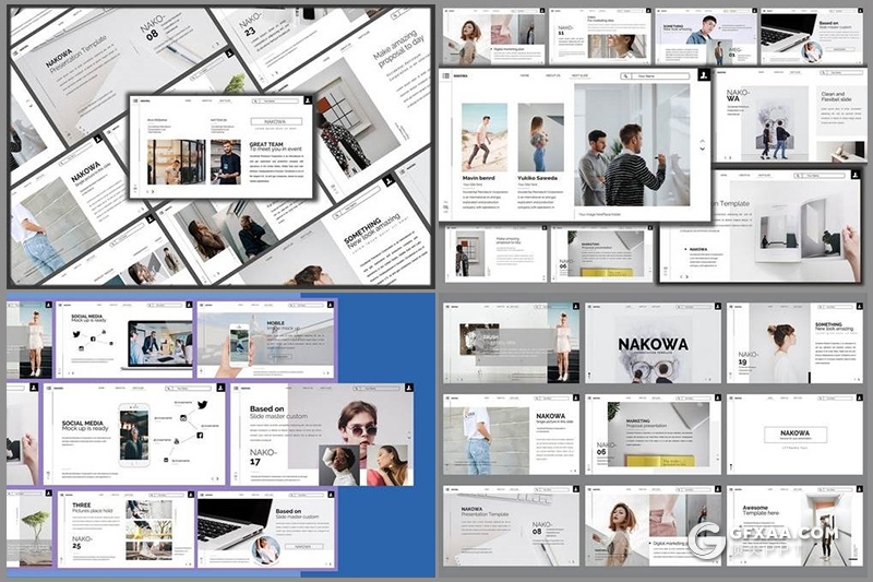 35页时尚杂志个人写真照片展示 Google slides模板 - 顶尖PPT