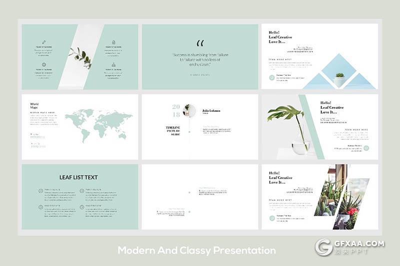 50页简约文艺花草植物展示介绍keynote模板 - 顶尖PPT