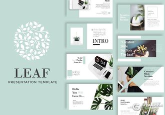 50页简约文艺花草植物展示介绍ppt模板 - 顶尖PPT