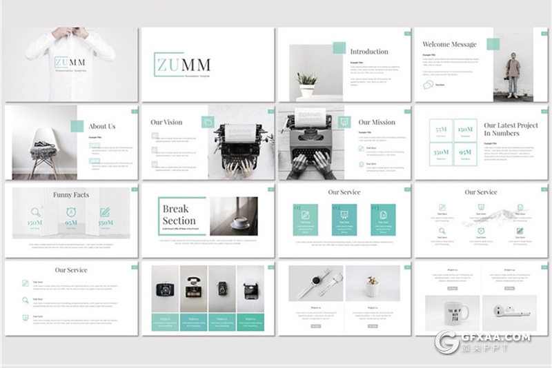 30页5种配色 欧美简约商务多用途Google slides模板 - 顶尖PPT