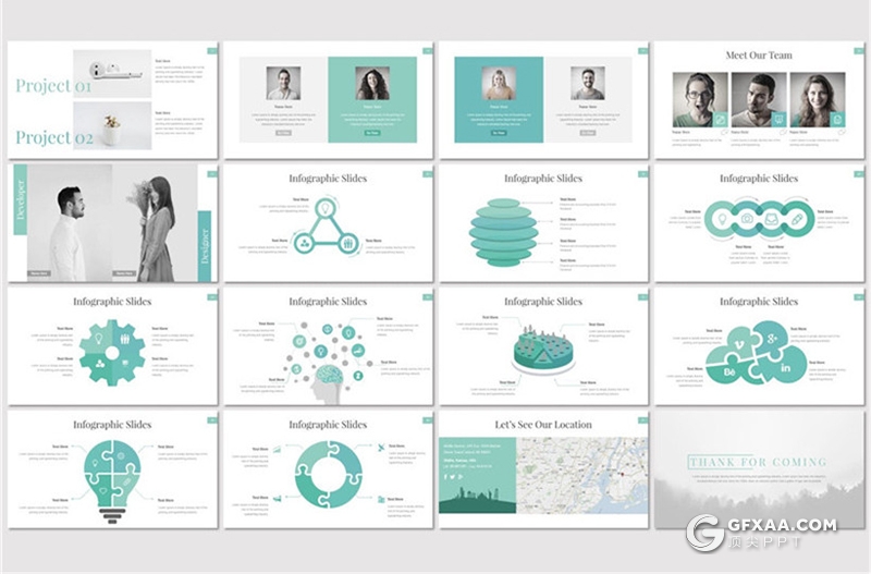 30页5种配色 欧美简约商务多用途Google slides模板 - 顶尖PPT