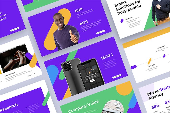 彩色创意产品展示团队介绍PPT模板 - 顶尖PPT