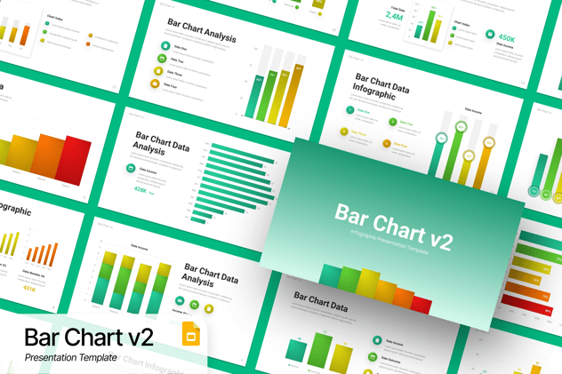 渐变色数据展示条形图PPT模板 - 顶尖PPT