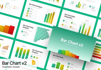 渐变色数据展示条形图PPT模板 - 顶尖PPT