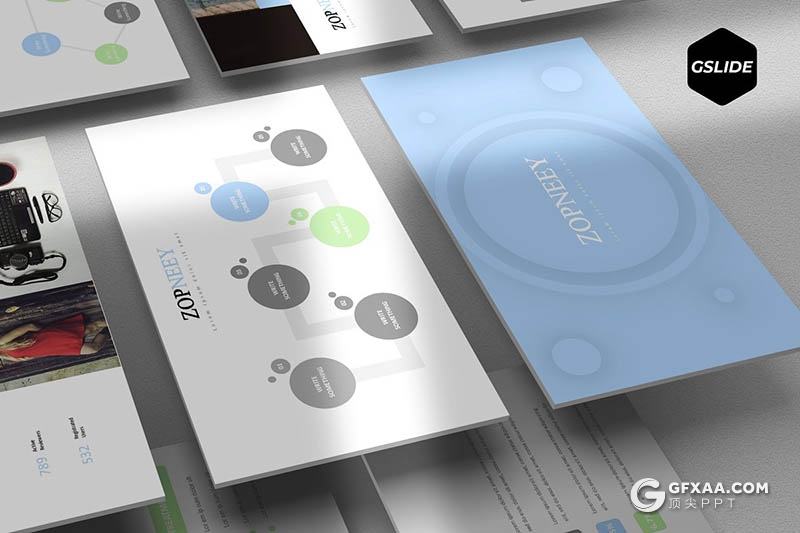 30页5种配色 扁平化商务风格Google slides模板 - 顶尖PPT