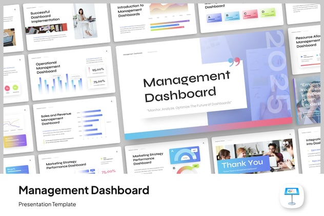 管理仪表板数据监测Keynote模板 - 顶尖PPT