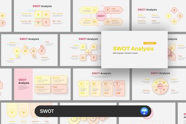 SWOT分析展示图形Keynote模板 - 顶尖PPT