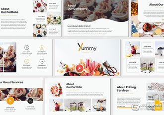 36页5种配色 西式美食展示介绍Google slides模板 - 顶尖PPT