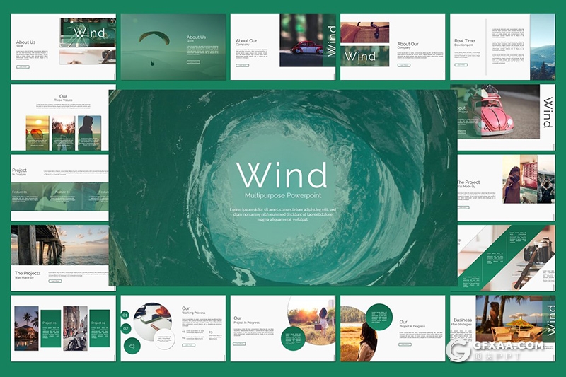 58页5种配色简约扁平化ppt模板 - 顶尖PPT