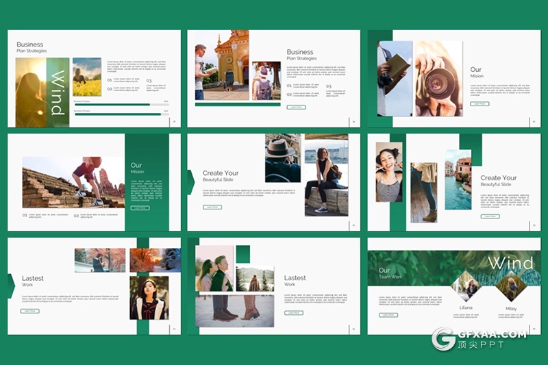 58页5种配色简约扁平化ppt模板 - 顶尖PPT