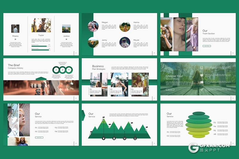 58页5种配色简约扁平化ppt模板 - 顶尖PPT