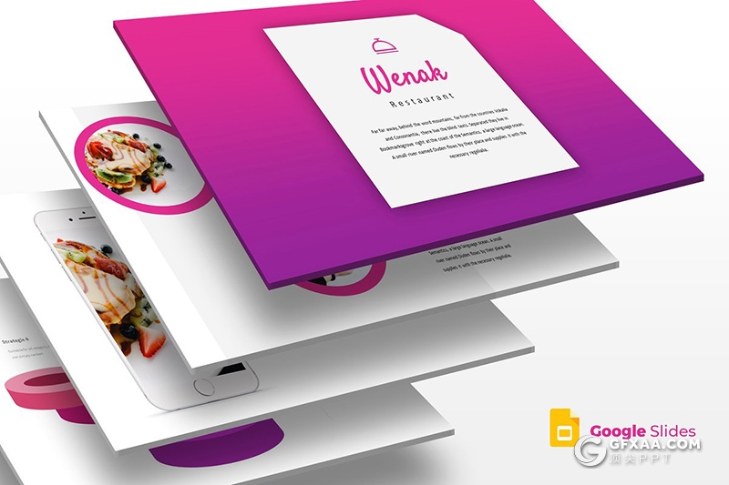 30页5种配色餐饮行业Google slides模板 - 顶尖PPT