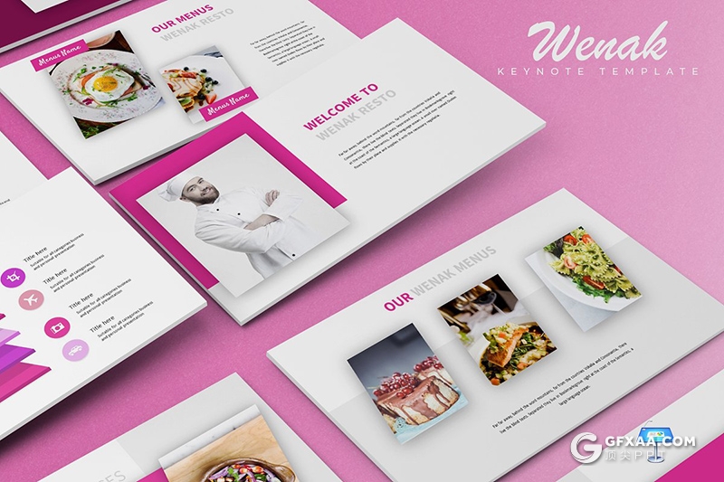 30页5种配色餐饮行业keynote模板 - 顶尖PPT