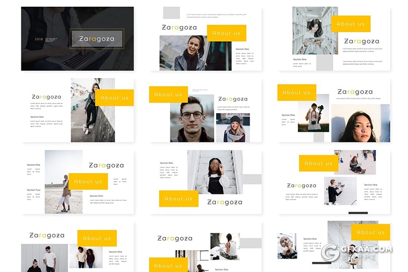 30页5种配色时尚风格人物介绍Google slides模板 - 顶尖PPT