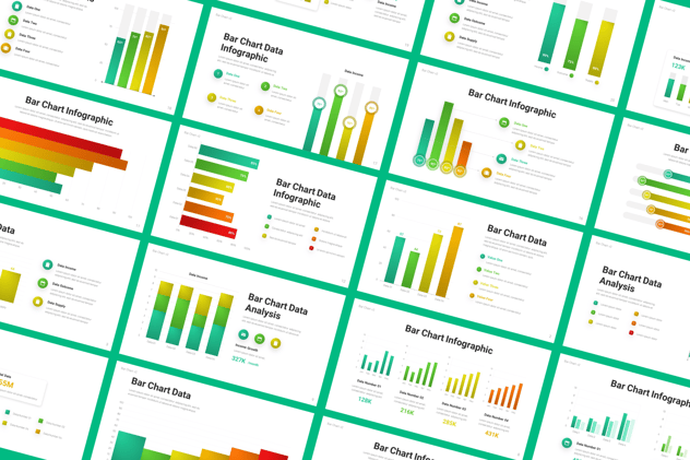 渐变色数据展示条形图PPT模板 - 顶尖PPT