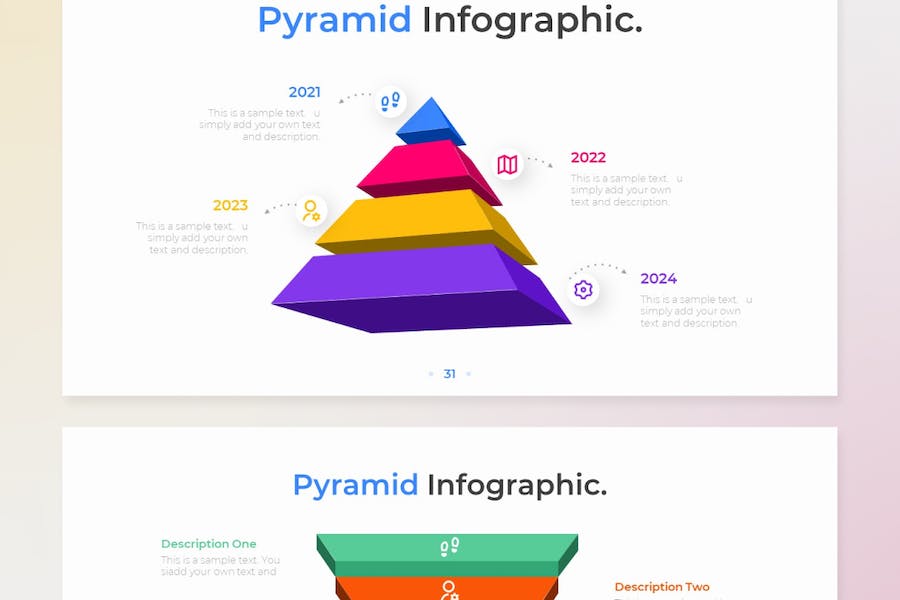 酷炫彩色三维立体金字塔图形锥形图PPT模板 - 顶尖PPT