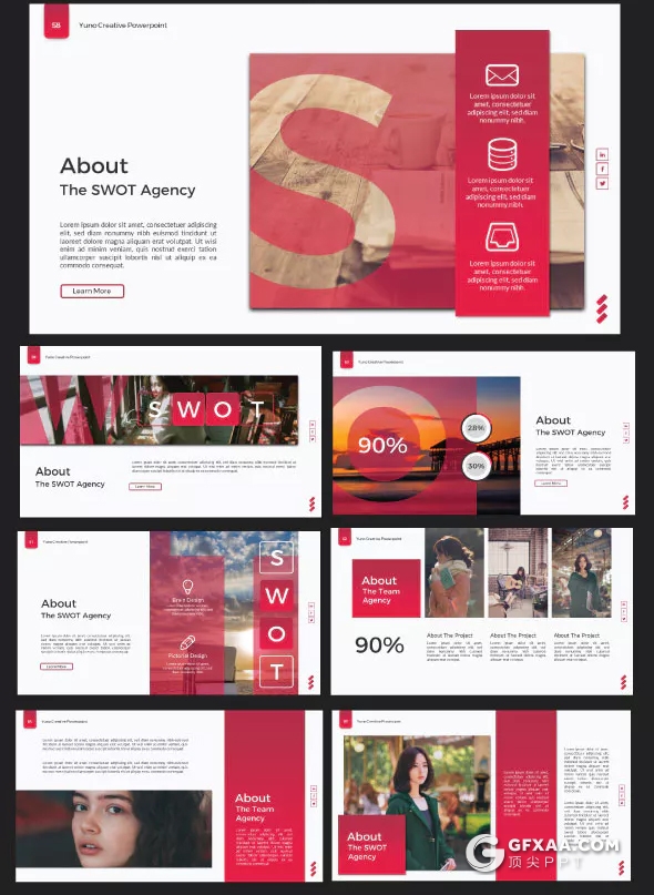 104页欧美红色商务通用ppt模板 - 顶尖PPT