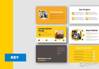 50页黄色企业项目会议商务通用keynote模板 - 顶尖PPT