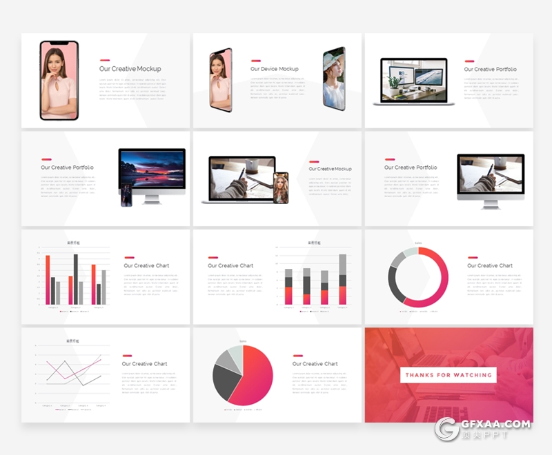 30页粉红色商务多用途Google slides模板 - 顶尖PPT