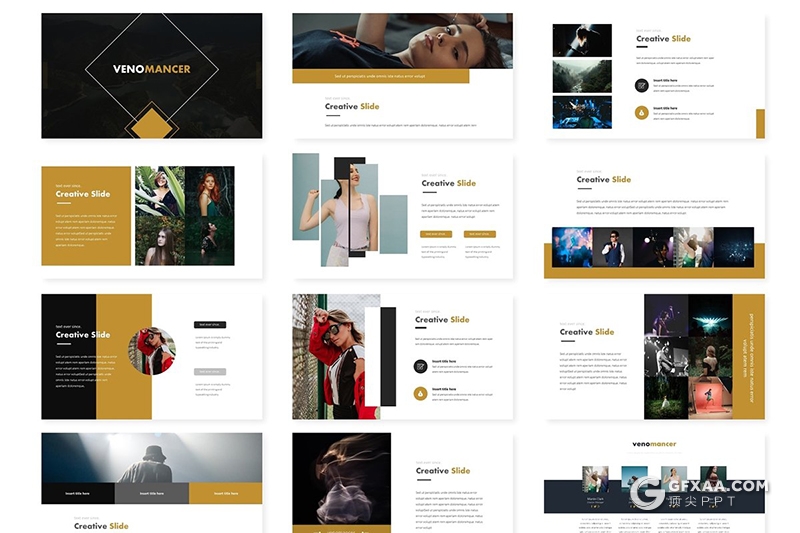 30页5种配色扁平化商务Google slides模板 - 顶尖PPT