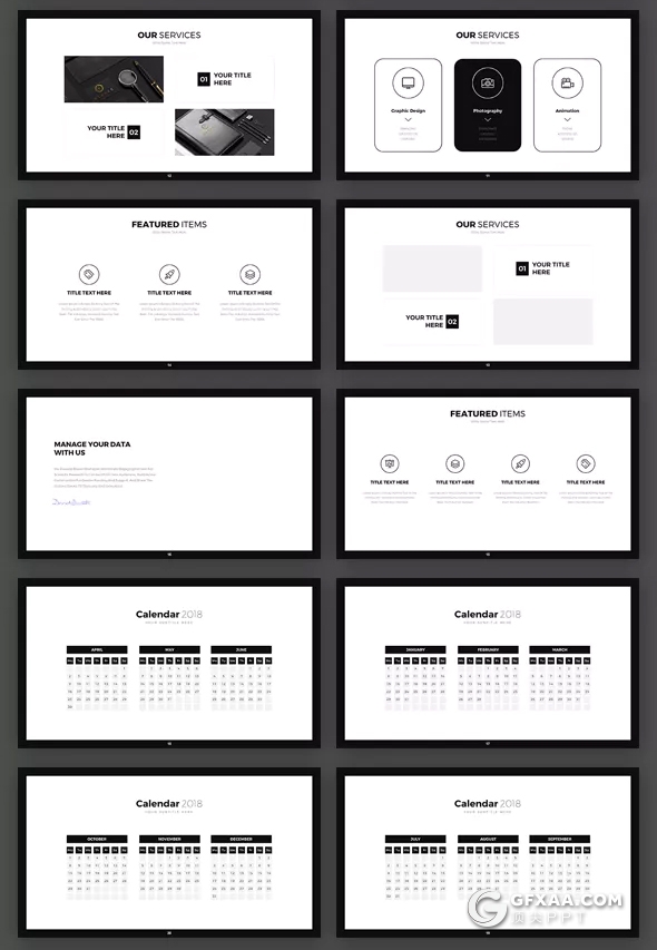 77页8种配色扁平化简约商务PPT模板 - 顶尖PPT