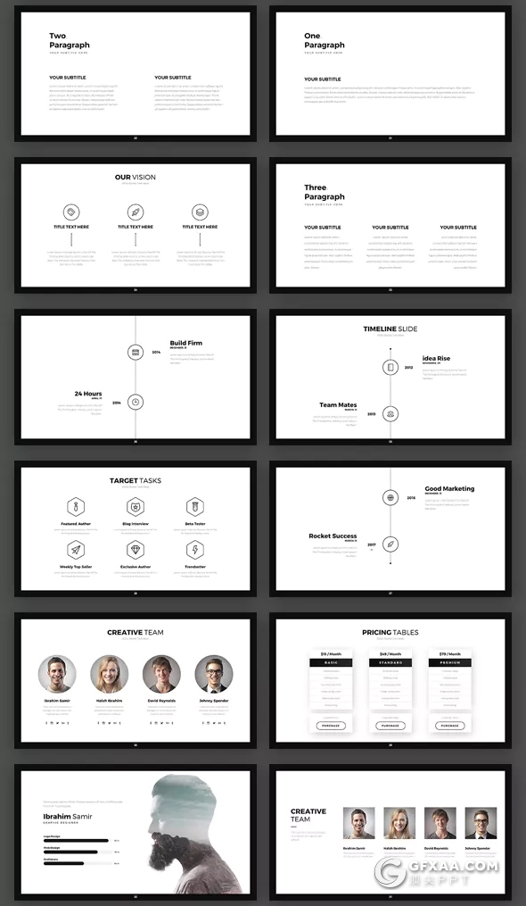 77页8种配色扁平化简约商务PPT模板 - 顶尖PPT