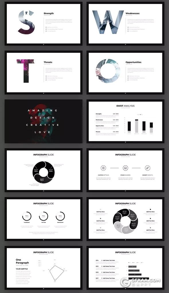 77页8种配色扁平化简约商务PPT模板 - 顶尖PPT