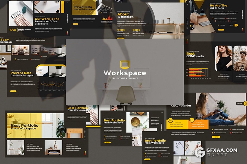 69页欧美风格企业案例团队介绍ppt模板 - 顶尖PPT