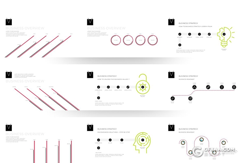 170页创意图片剪影高逼格国外PPT模板 - 顶尖PPT