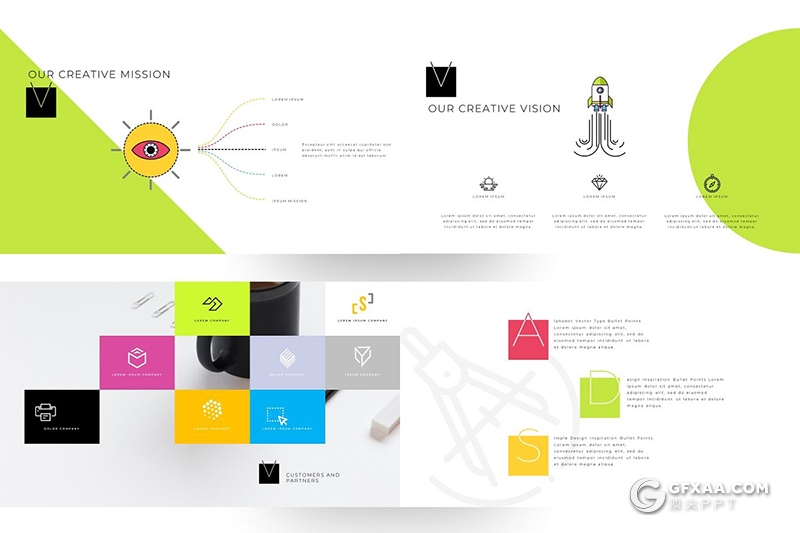 170页创意图片剪影高逼格国外PPT模板 - 顶尖PPT