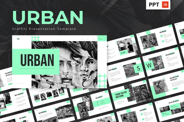 城市涂鸦风格PPT模板 - 顶尖PPT