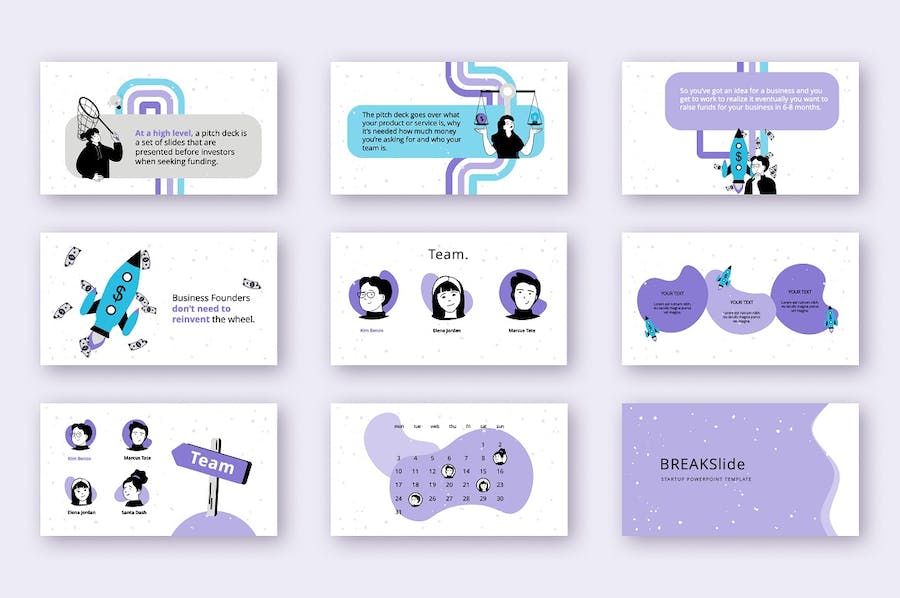 极简矢量插画创业项目规划PPT模板 - 顶尖PPT