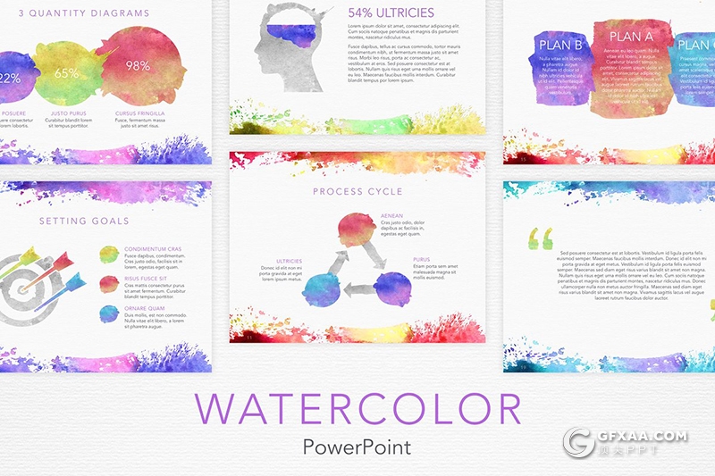 20页4:3规格创意水彩风格Google slides模板 - 顶尖PPT