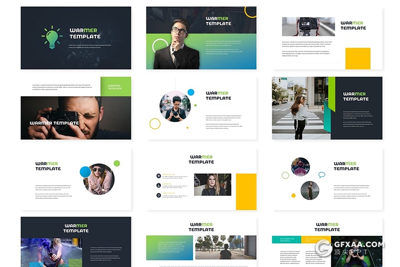 30页5种配色 欧美渐变风格商务通用keynote模板 - 顶尖PPT