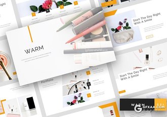 32页橙色简约风格时尚服装展示Google slides模板 - 顶尖PPT