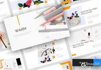 32页橙色简约风格时尚服装展示keynote模板 - 顶尖PPT