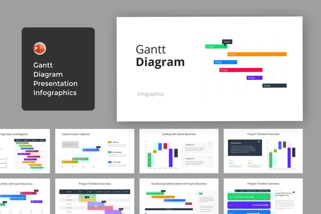 彩色多种样式可视化甘特图形PPT模板 - 顶尖PPT